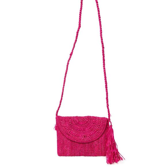 Mar Y Sol Naomi Raffia Shoulder Bag, Pink - Picture 1 of 1